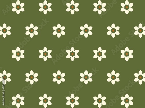 Seamless olive green and cream floral pattern, perfect for nature-inspired designs.