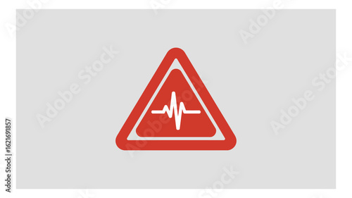 Vibrant red triangular warning sign with a central white waveform graphic, symbolizing critical alert or potential hazard.