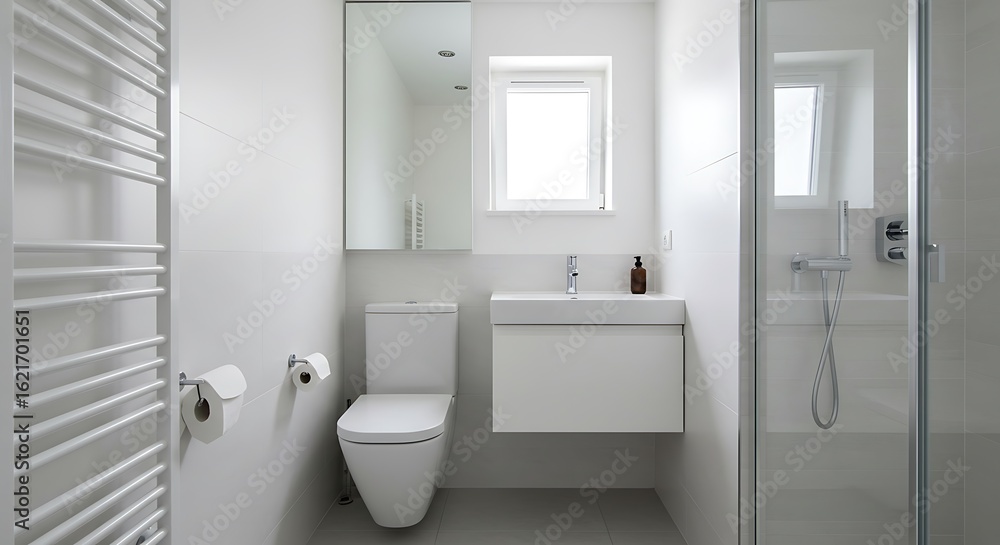 Obraz premium modern bathroom with white tiles