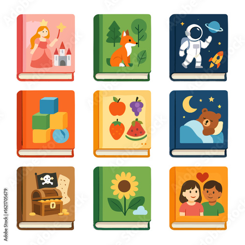 Icon friendship kids pirate bedtime space guide adventure genre vector story treasure