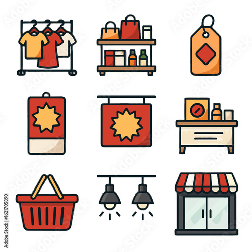 Icon sale table sign vector tag retail poster aisle discount entrance lights