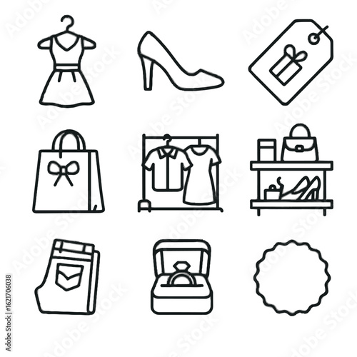 New icon fashion dress vector bow display shopping set accessory jeans