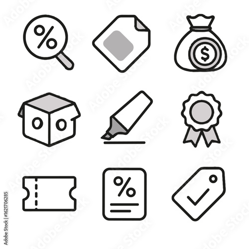 Bargains sneak icons vector search folded hidden slip coupon icon label box