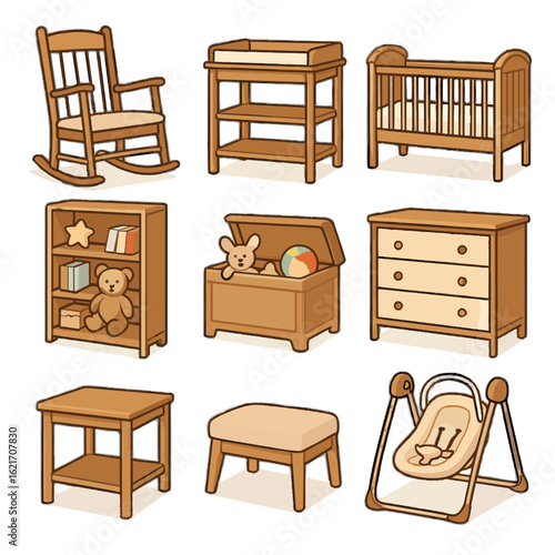 Table icon crib furniture side vector rocking dresser nursery swing baby chair