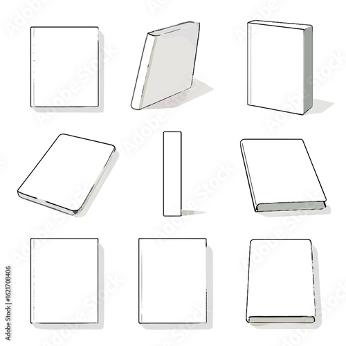 View floating icon vector cover mockup minimal front paperback book angled top