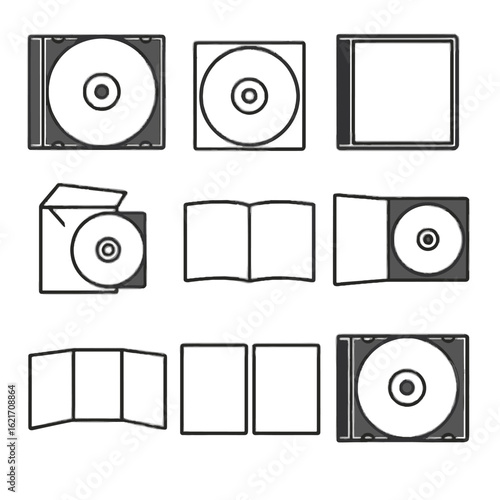 Flap open case disc icon front packaging sleeve cd vector panel