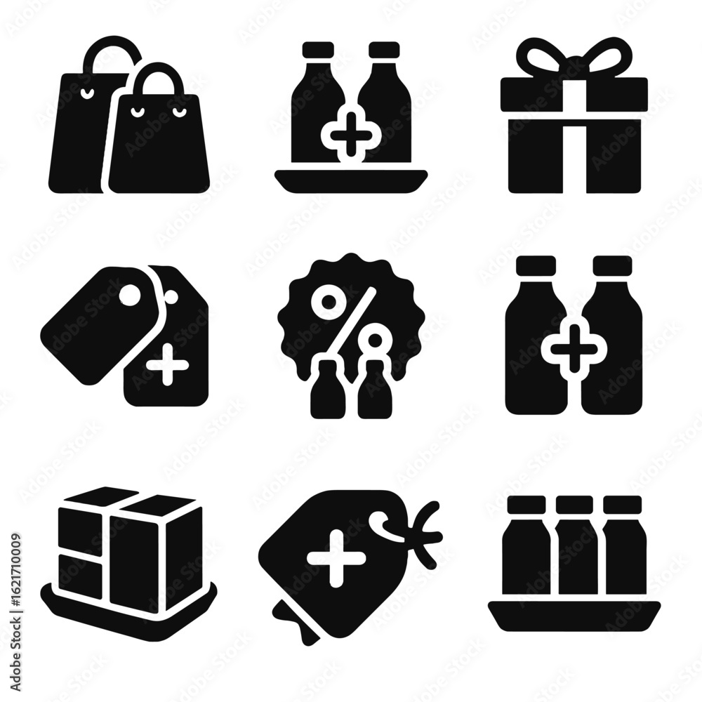 Fototapeta premium Item pair icons vector combo merged offer deal label icon double combined