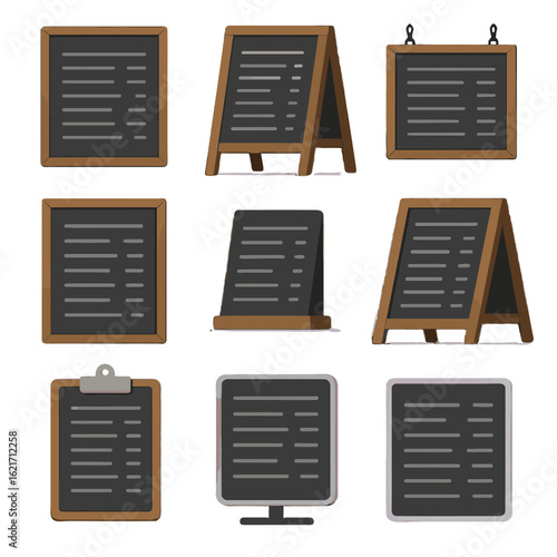 Icon vector framed standing list restaurant menu clipboard board food sign