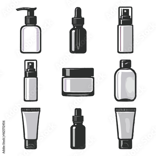 Cylindrical bottle cosmetic icon vector shampoo cream oil essential matte tube