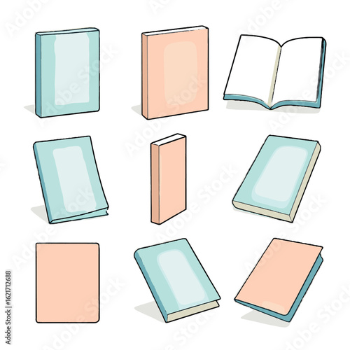 Icon spine paperback book cover light vector softcover soft covers angle