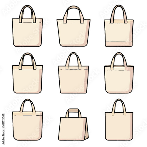 Icon canvas collection tote vector bottom grocery bag carry folded reinforced