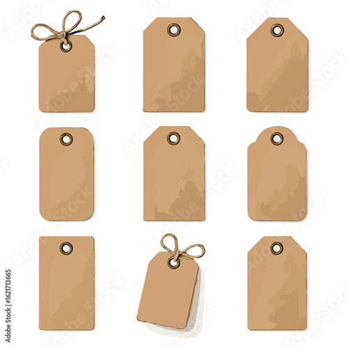 Label soft cardboard icon vector tag floating design recycled rustic kraft paper