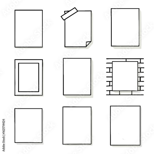 Wall taped curled flyer mockup icon corner edge vector minimalist collection paper