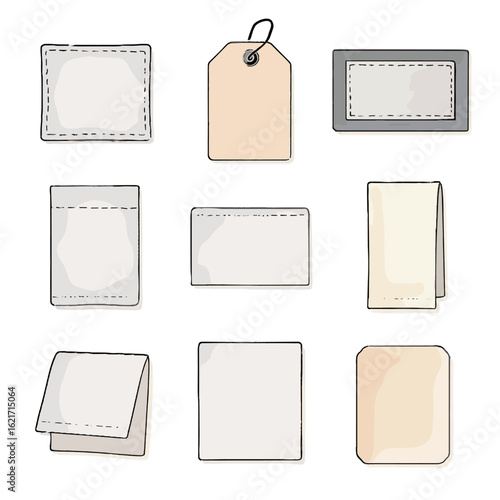 Shadows label labels lay soft table flat folded textile vector paper icon