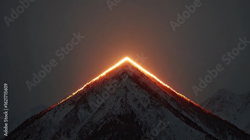 Sunrise apex of snow-capped mountain