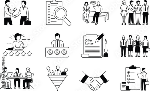 Business and Recruitment Icon Set hiring interview