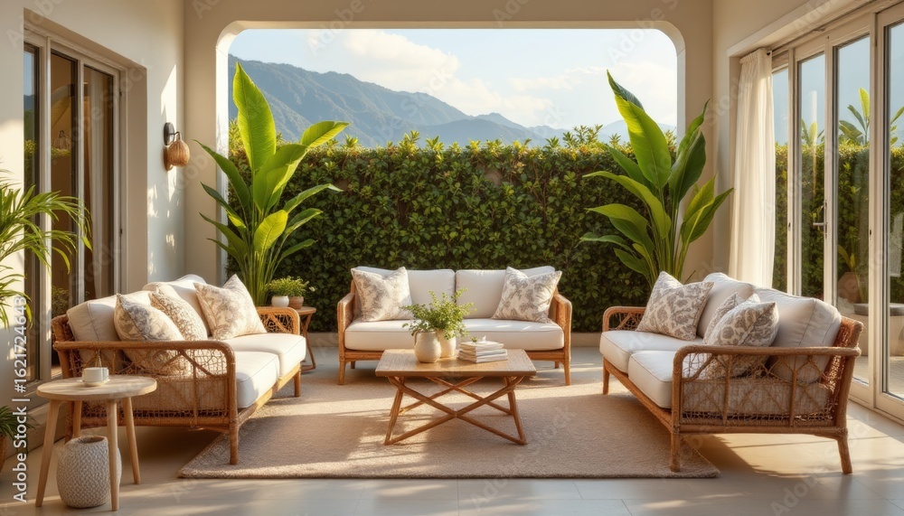 Fototapeta premium Outdoor Living Room with Mountain View
