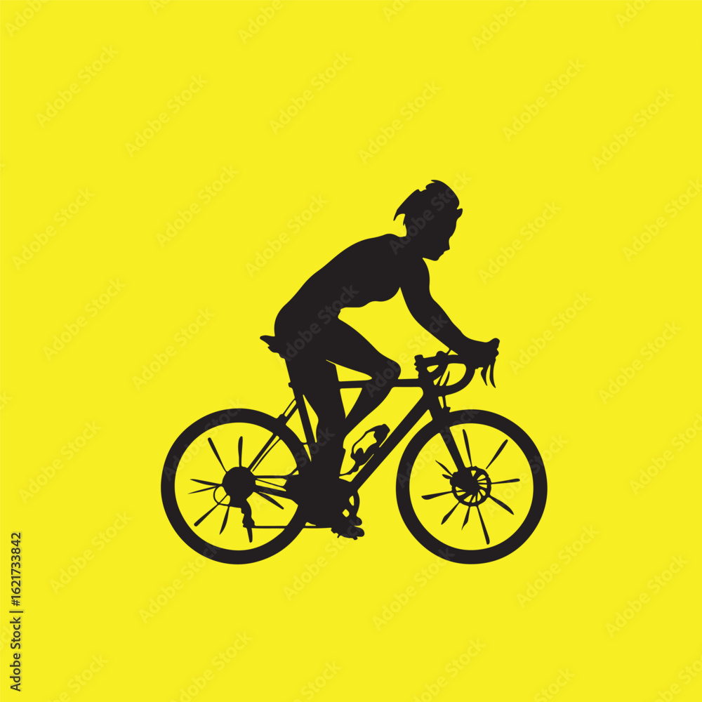 custom made wallpaper toronto digitalSilhouette of a Cyclist on a Road Bike – Clean Vector Design Isolated on yellow