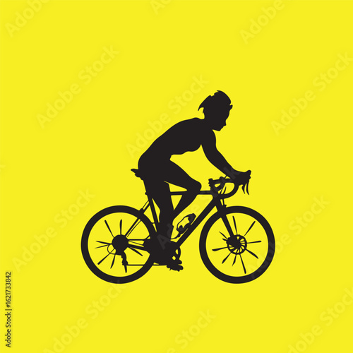 Wallpaper Mural Silhouette of a Cyclist on a Road Bike – Clean Vector Design Isolated on yellow Torontodigital.ca