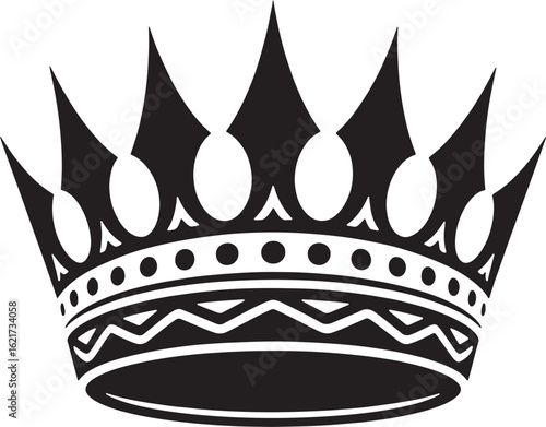 Black crown with pointed jewels and decorative band royal crown monarchy