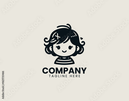 A cute and simple portrait of a smiling girl with tied pigtails