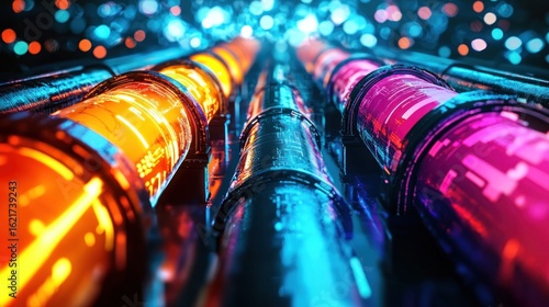 Colorful glowing pipes