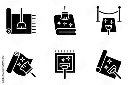 carpet cleaning icon set, Thin linear carpet cleaning, vector illustration on white background.