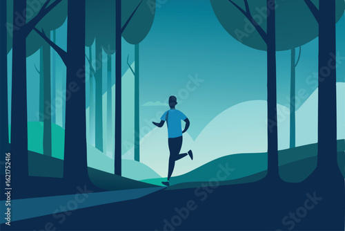 person jogging through forest trail in early morni (1).eps
