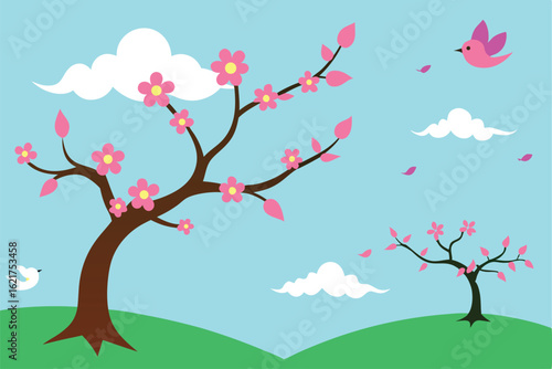spring nature background with cherry blossom trees (1).eps