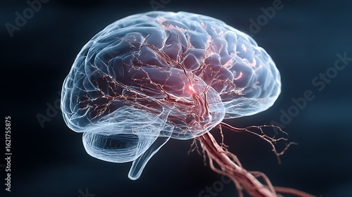 Brain With Red Spot Indicating Neurological Issue human brain