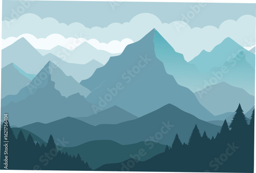 watercolor style landscape with misty mountains   (1).eps