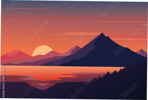 sunset in mountains