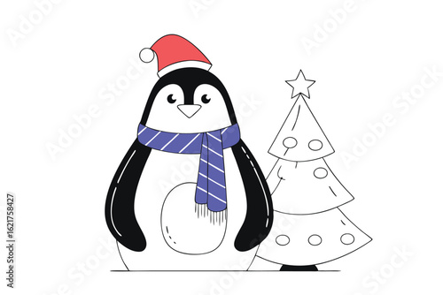 pinguin at christmas white background vector (1).eps