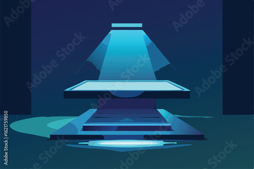 glass podium under a single spotlight  hologfraphic (23).eps