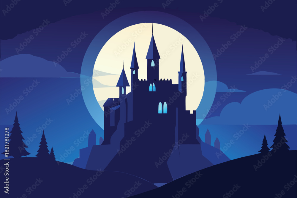 Naklejka premium castle in the moonlight