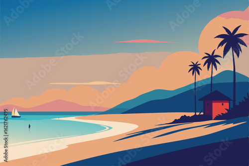 beach with palm trees