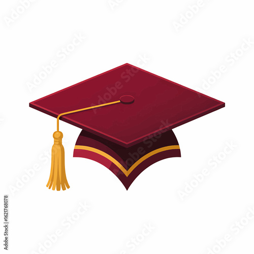 3D red Graduation Cap and Certificate Icon