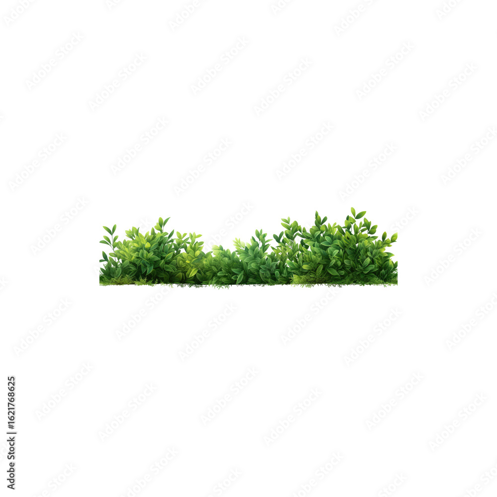 Fototapeta premium Lush fresh green bushes natural foliage plant isolated on white background
