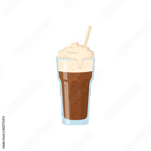 A refreshing iced coffee beverage topped with whipped cream and a straw.