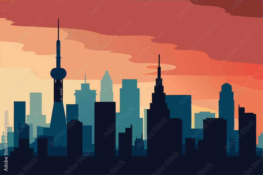 Obraz premium chicago skyline at sunset