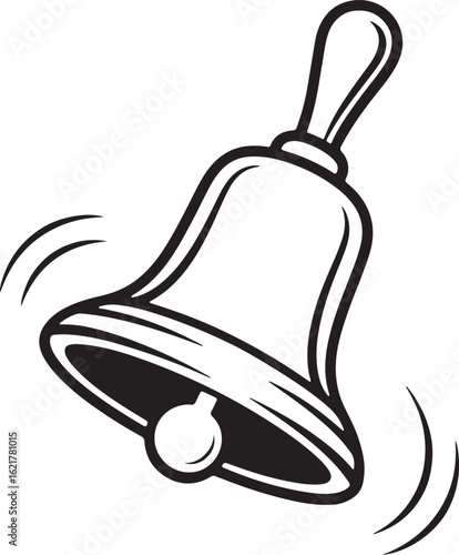 Black ringing bell with motion lines sound noise