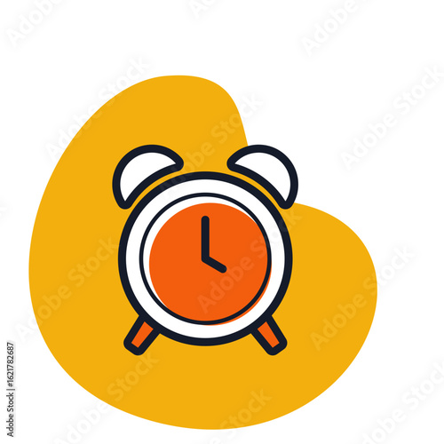 Simple alarm clock icon illustration. A minimalist graphic representing the concept of time management, deadlines, and morning routines.