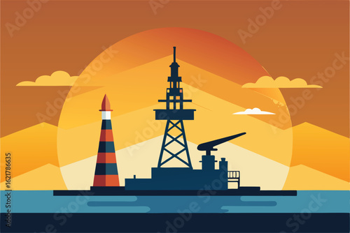 ship in the sunset