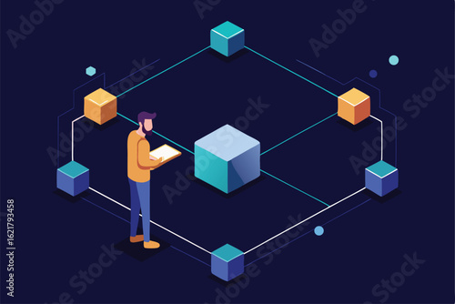 smart contract concept with blockchain nodes and t (1).eps