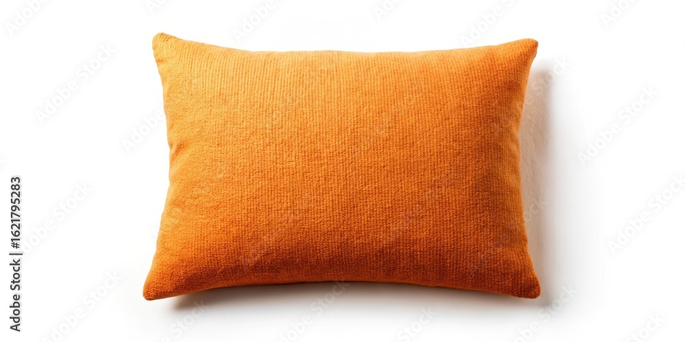 Obraz premium Cozy orange pillow with soft texture on a white background