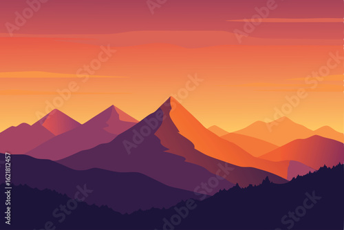 sunset in mountains