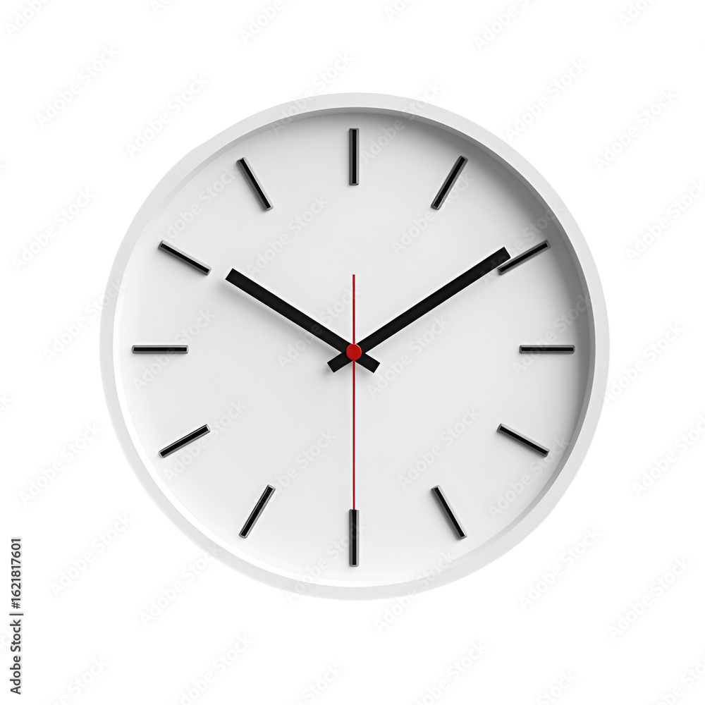 Set of wall clocks with black frame and hands. Flat style vector illustration. Simple classic wall clock with Arab numbers, with Roman numeral and without numbers isolated on white background Set of wall clocks with black frame and hands. Flat style vector illustration. Simple classic wall clock with Arab numbers, with Roman numeral and without numbers isolated on white background