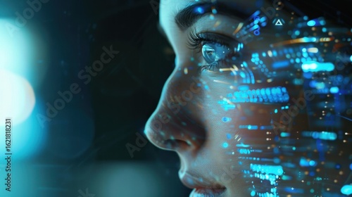 Wallpaper Mural Digital woman face overlay Torontodigital.ca