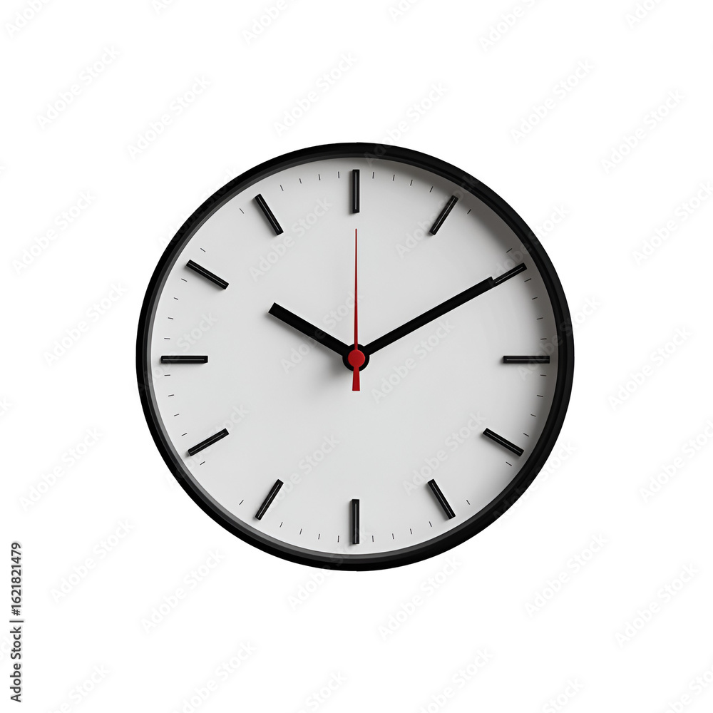 Set of wall clocks with black frame and hands. Flat style vector illustration. Simple classic wall clock with Arab numbers, with Roman numeral and without numbers isolated on white background Set of wall clocks with black frame and hands. Flat style vector illustration. Simple classic wall clock with Arab numbers, with Roman numeral and without numbers isolated on white background