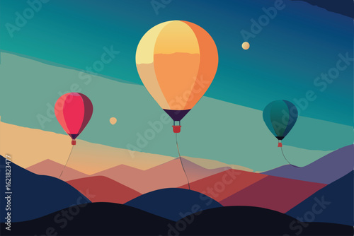 colorful balloons flying in the sky  .eps